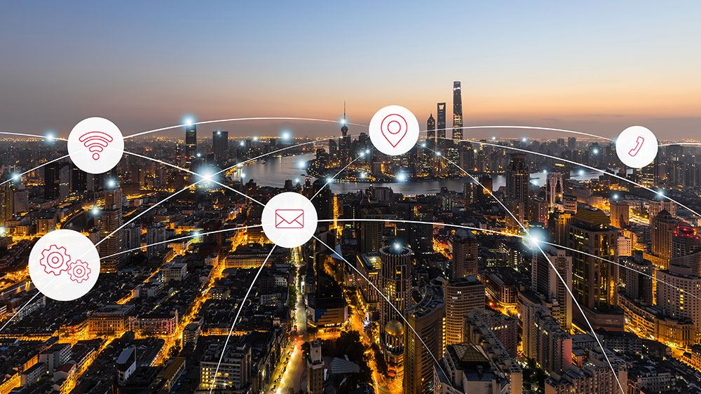 business process services city skyline internet symbol