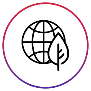 Depiction of globe with a leaf next to it