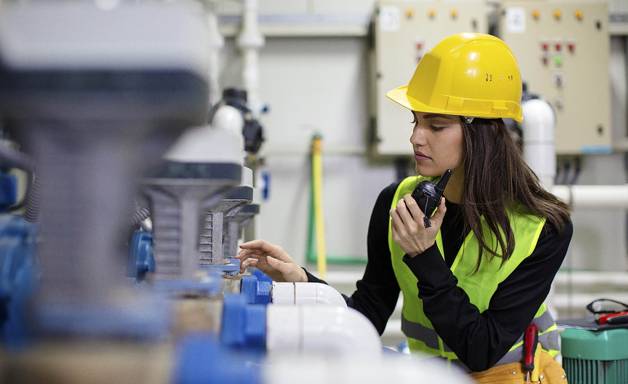 Utility worker reporting problem in broiler room
