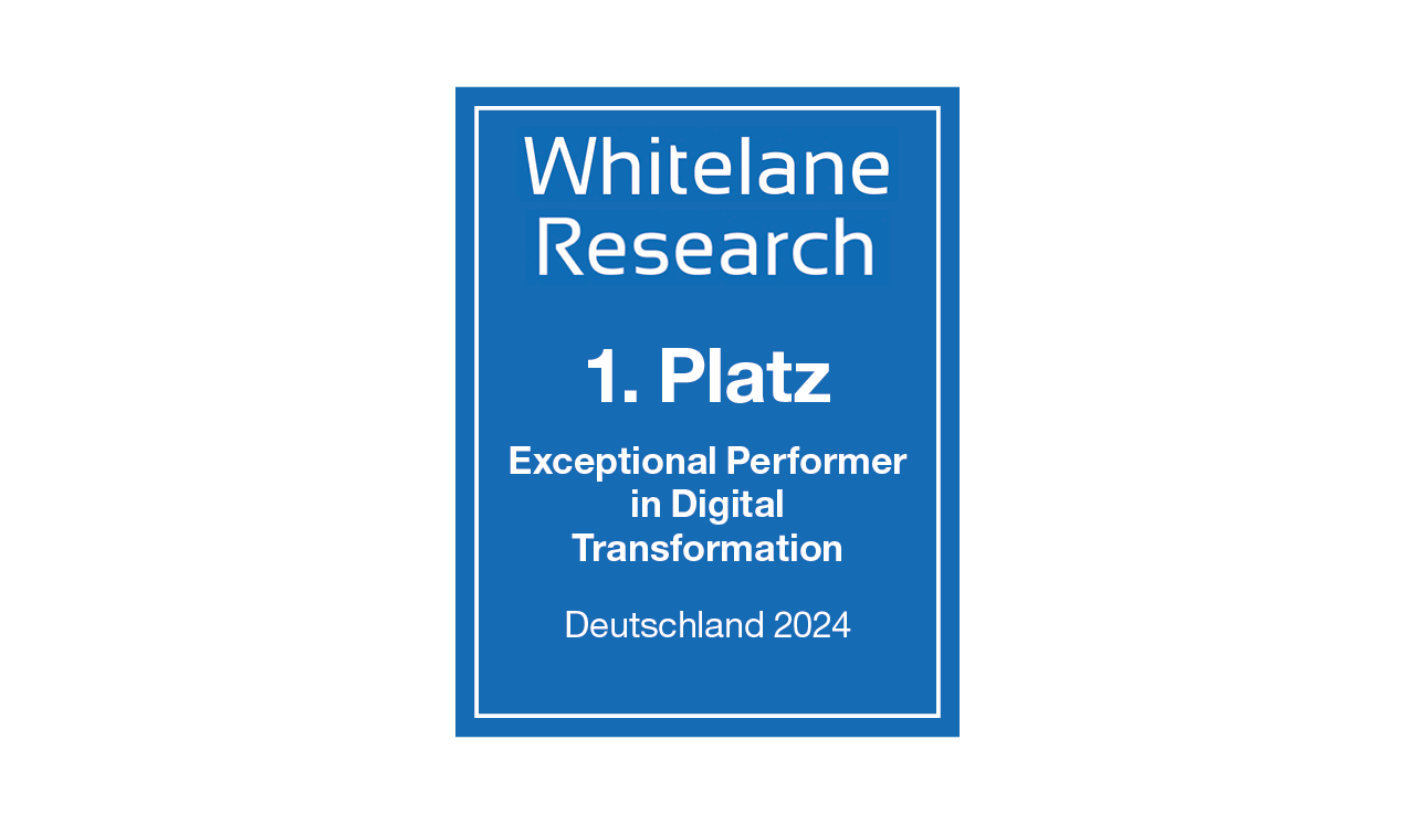 whitelane Research Logo: 1. Platz Exceptional Performer in Digital Transformation, Deutschland 2024