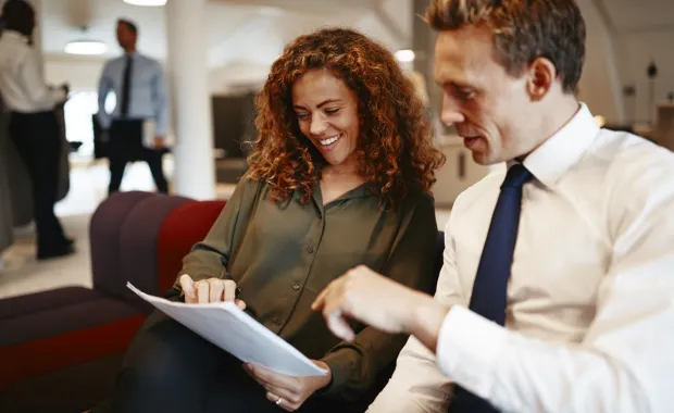 Colleagues discussing business consulting