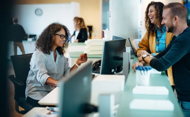 Consultant sitting at a desk