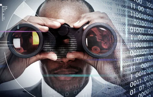 cyber concept with binoculars