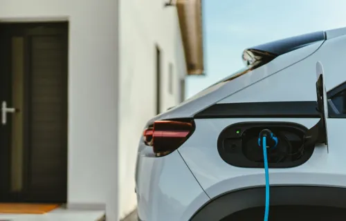 Electric car at a charging station