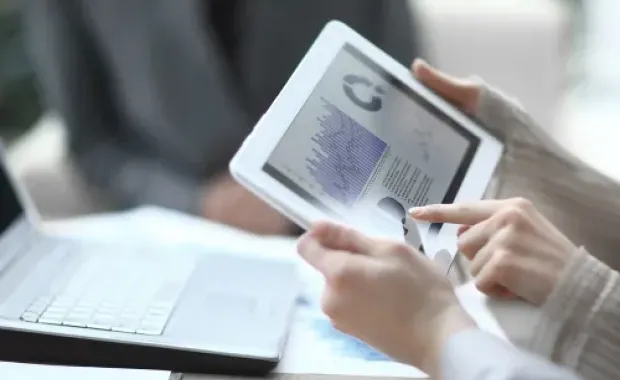 Financial graph on tablet