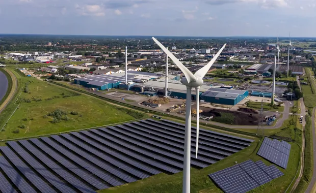 Manufacturing - Windmill near solar plant