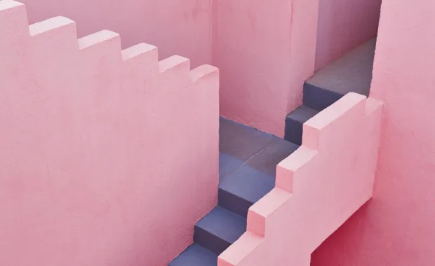 Pink and grey staircase