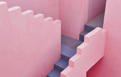Pink and grey staircase