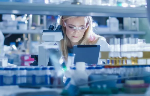 Health professional working in a lab
