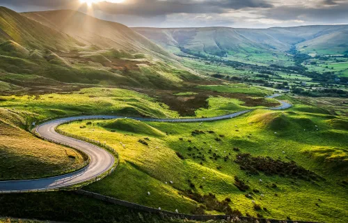 UK Lake district road through countryside