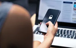 Woman with phone security lock
