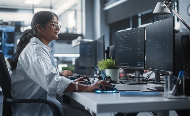 woman working on computer