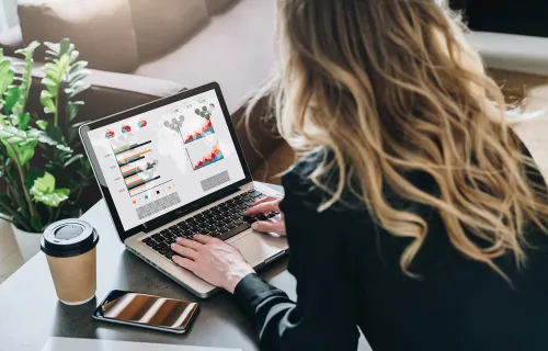 Woman working on a laptop